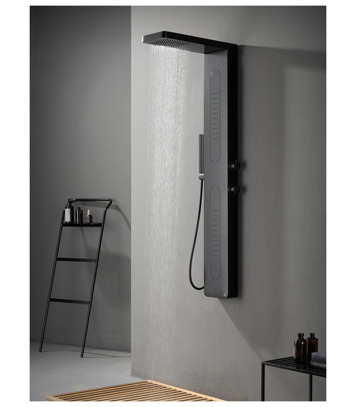 Sistema de panel de ducha Columna de Hidromasaje Ducha Negro 4